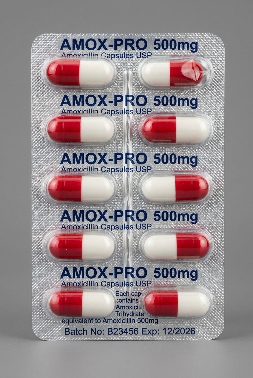 AMOX-PRO Amoxicillin 500 mg Capsules (Strip of 10)